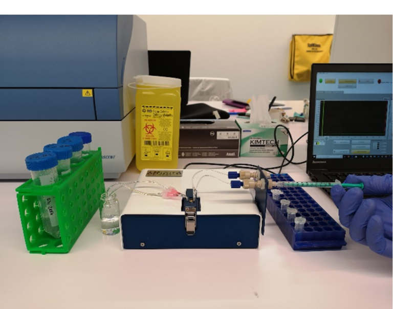 P4SPR instrument set up for manual injection using a syringe